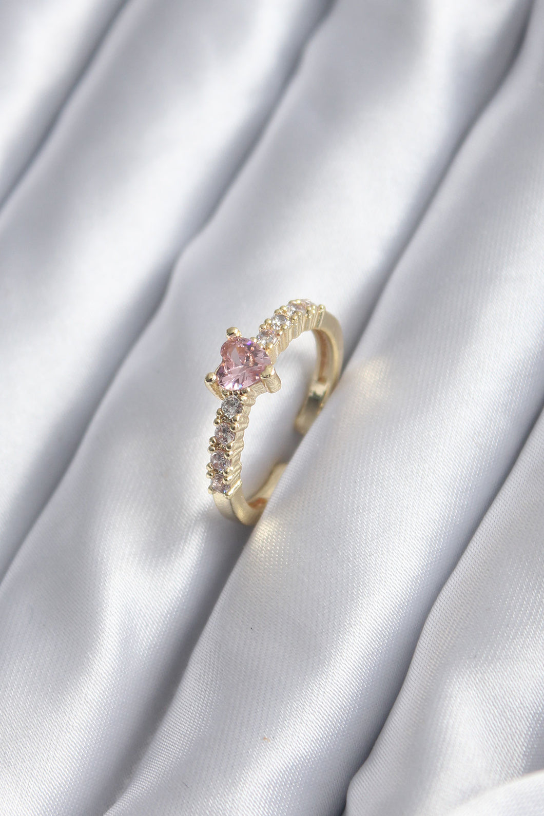 Pink  Crystal Heart Shaped Ring