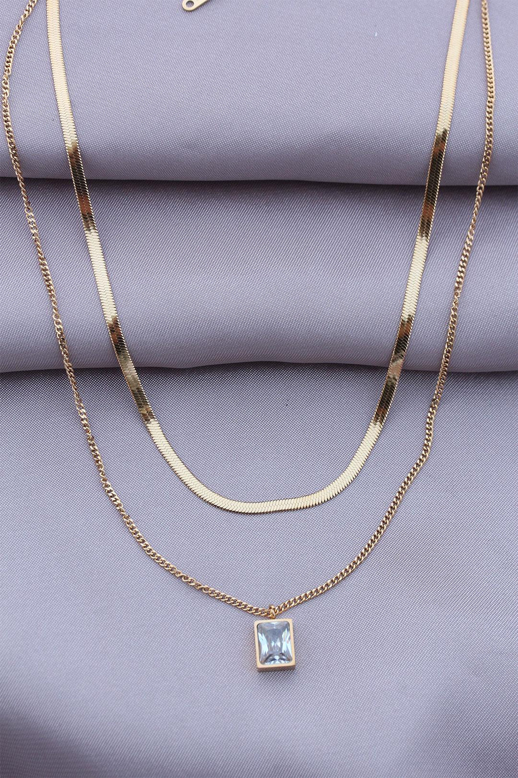 Layer Rhinestone Necklace