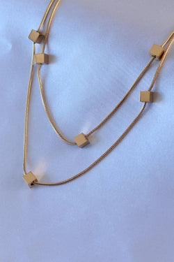Double Minimal Cube Figure Women's Necklace