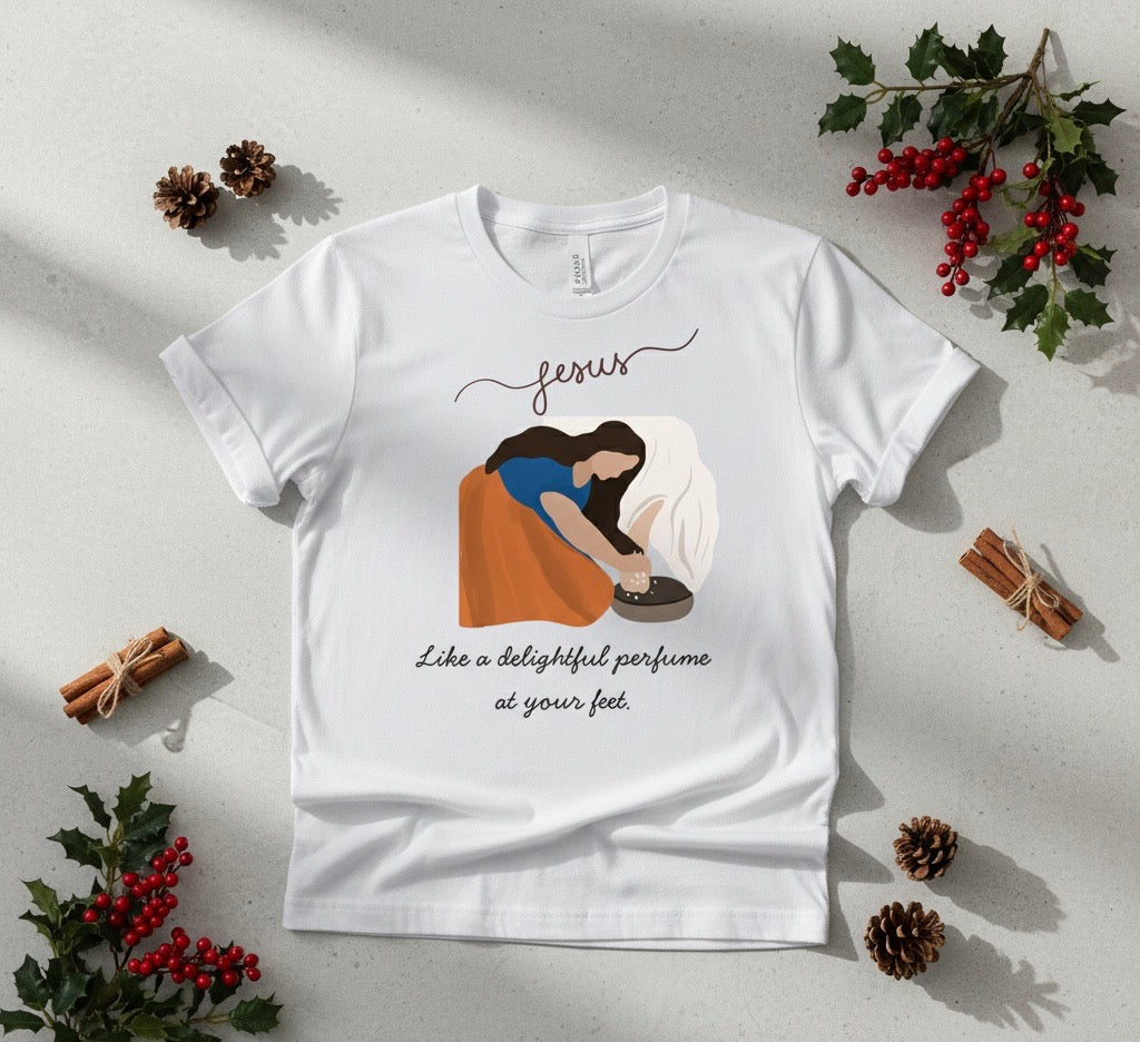 "Jesus Like a delightful Perfume at your feet" Short Sleeve Shirt