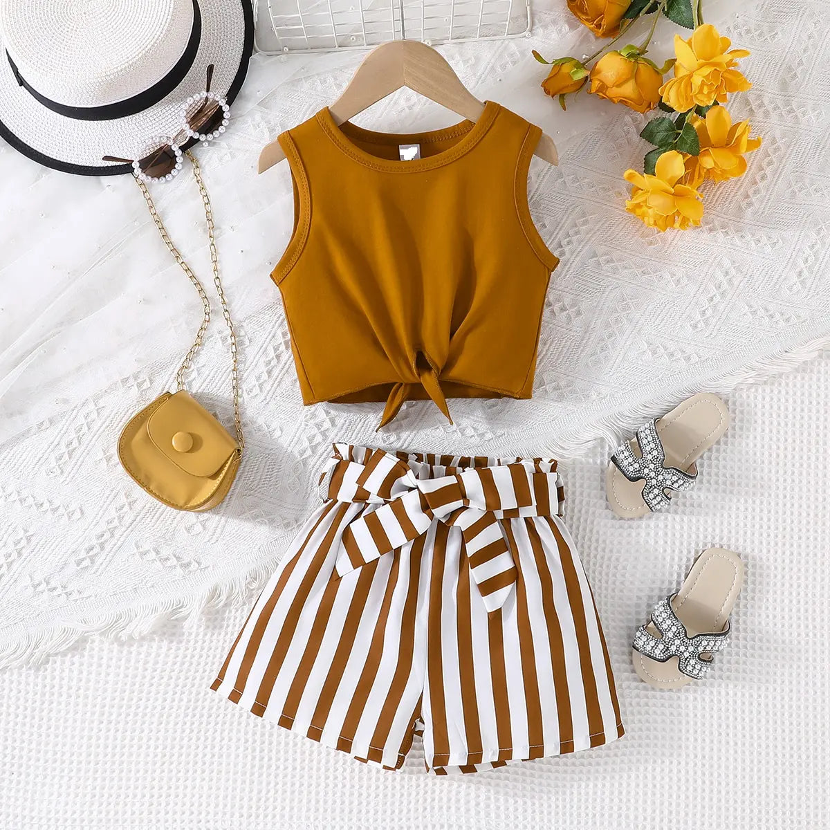 Girls 2pcs Tank Top and Stripe set
