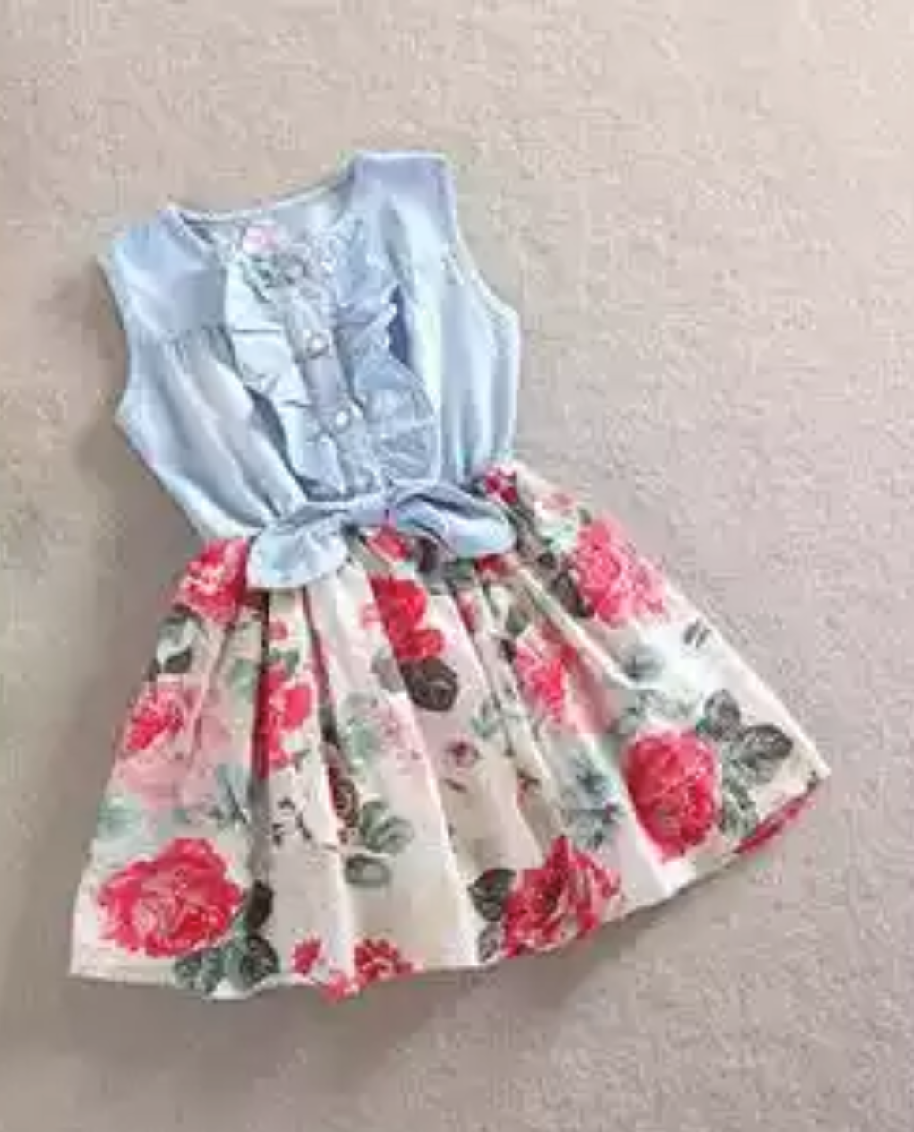 Denim Floral Ruffle Dress